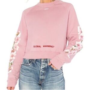 Off-White “Global Warming” Cherry Blossom Sweatshirt Pink XS